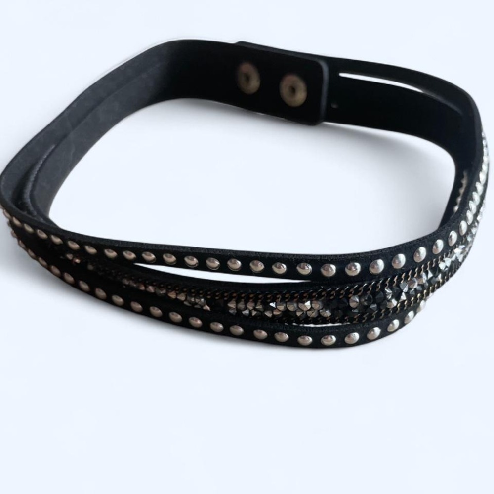 Black studded choker with silver studs